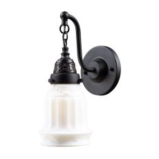 Quinton Parlor 1 Light Sconce In Oiled Bronze And White Glass