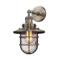 Seaport 1 Light Sconce In Antique Brass And Clear Glass