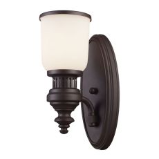 Chadwick 1 Light Wall Sconce In Oiled Bronze And White Glass