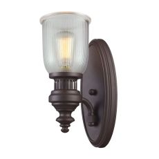 Chadwick 1 Light Wall Sconce In Oiled Bronze And Halophane Glass