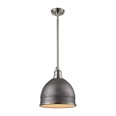 Carolton 1 Light Pendant In Weathered Zinc And Polished Nickel