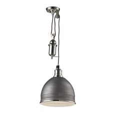 Carolton 1 Light Pendant In Weathered Zinc And Polished Nickel