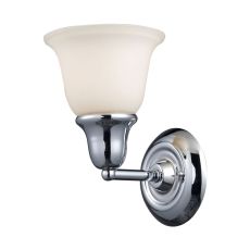 Berwick 1 Light Wall Sconce In Polished Chrome And White Glass