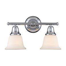Berwick 2 Light Vanity In Polished Chrome And White Glass