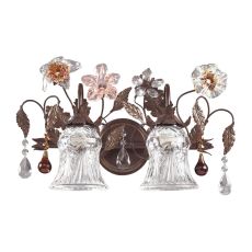 Cristallo Fiore 2 Light Vanity In Deep Rust With Crystal Florets