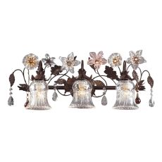 Cristallo Fiore 3 Light Vanity In Deep Rust With Crystal Florets