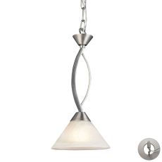 Elysburg 1 Light Pendant In Satin Nickel And White Glass - Includes Recessed Lighting Kit