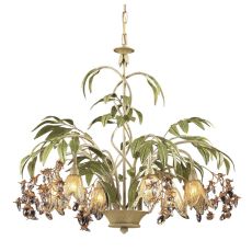 Huarco 6 Light Chandelier In Seashell And Green