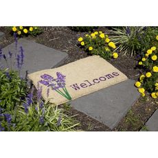 Lavender Welcome Handwoven Coconut Fiber Doormat