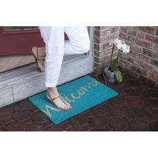 Cursive Welcome Coir Doormat with Backing