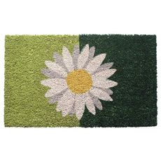 One Daisy on Green Coir Doormat with Backing