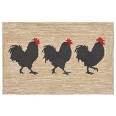 Liora Manne Frontporch Roosters Indoor/Outdoor Rug - Natural, 30" By 48"