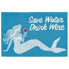 Liora Manne Frontporch Save Water Drink Wine Indoor/Outdoor Rug Ocean 30"X48"