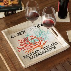 Custom Coordinates Coral Duo Serving Tray - White Distressed