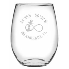 Custom Coordinates Infinity Anchor Stemless Wine Glasses S/4