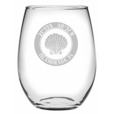 Custom Coordinates Seashell Stemless Wine Glasses S/4
