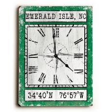 Custom Coordinates Wood Clock - Green