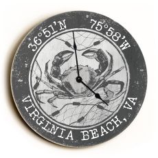 Custom Coordinates Crab Clock - Round Gray