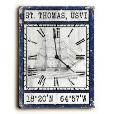 Custom Coordinates Vintage Ship Clock - Navy