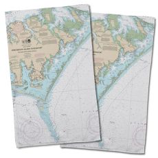 Nc: Portsmouth Island To Beaufort, Nc Nautical Chart Hand Towel (Set Of 2)