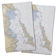 Ct: Fishers Island Sound, Ct Nautical Chart Hand Towel (Set Of 2)