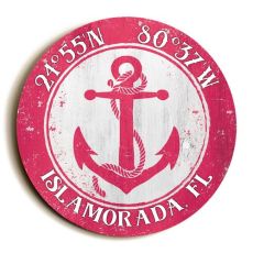 Custom Coordinates Round Anchor Sign - Pink