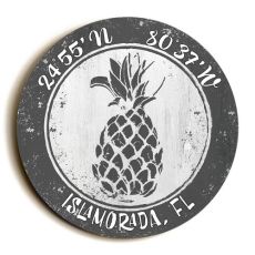 Custom Coordinates Round Pineapple Sign - Gray