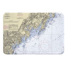 New Rochelle, Larchmont, Mamaroneck, NY Nautical Chart Memory Foam Bath Mat