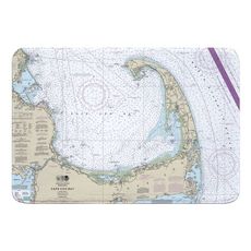 Cape Cod, MA Nautical Chart Memory Foam Bath Mat