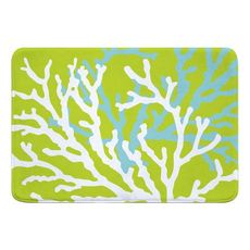 Coral Duo on Lime Memory Foam Bath Mat