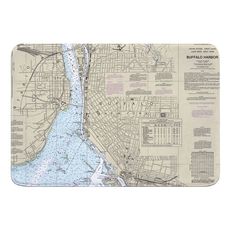 Buffalo Harbor, NY Nautical Chart Memory Foam Bath Mat