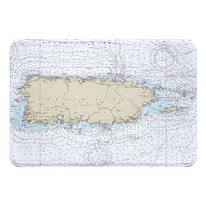 Puerto Rico, Vieques, Culebra Nautical Chart Memory Foam Bath Mat