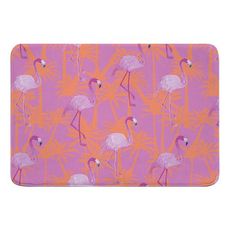 Pink Flamingos on Pink Memory Foam Bath Mat