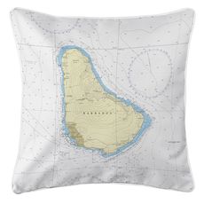 Barbados, West Indies Nautical Chart Pillow