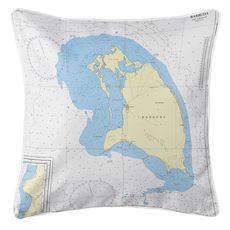 Barbuda, West Indies Nautical Chart Pillow