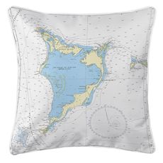 Crooked Island, Acklins Island, Plana Cays, Bahamas Nautical Chart Pillow