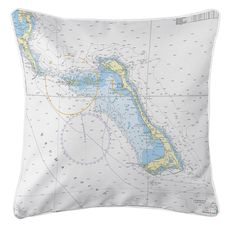 Little San Salvador Island, Cat Island, Bahamas Nautical Chart Pillow