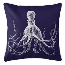 Vintage Octopus Pillow - White On Navy