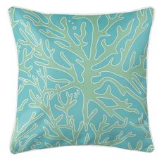 Sea Coral Coastal Pillow - Light Green, Light Blue