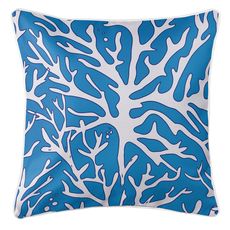 Sea Coral Coastal Pillow - White, Blue