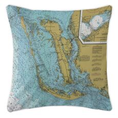 Sanibel Island & Pine Island, Florida Nautical Chart Pillow
