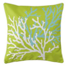 Coral Duo On Lime Pillow
