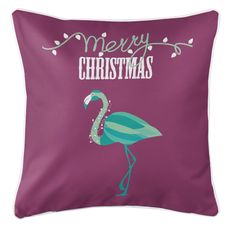 Flamingo Christmas Coastal Pillow - Plum