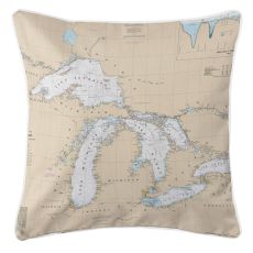 Great Lakes Nautical Chart Pillow