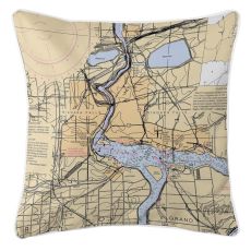 Niagra Falls, New York Nautical Chart Pillow