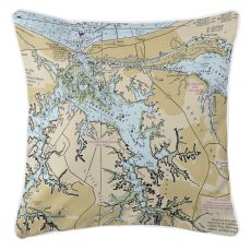 Lynnhaven Bay, Virginia Nautical Chart Pillow