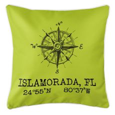 Custom Compass Rose Coordinates Pillow - Lime