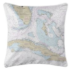 Straits of Florida Nautical Chart Pillow