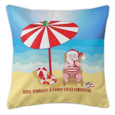 Beach Santa Christmas Coastal Pillow
