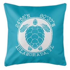 Personalized Coordinates Sea Turtle Coastal Pillow - Calypso